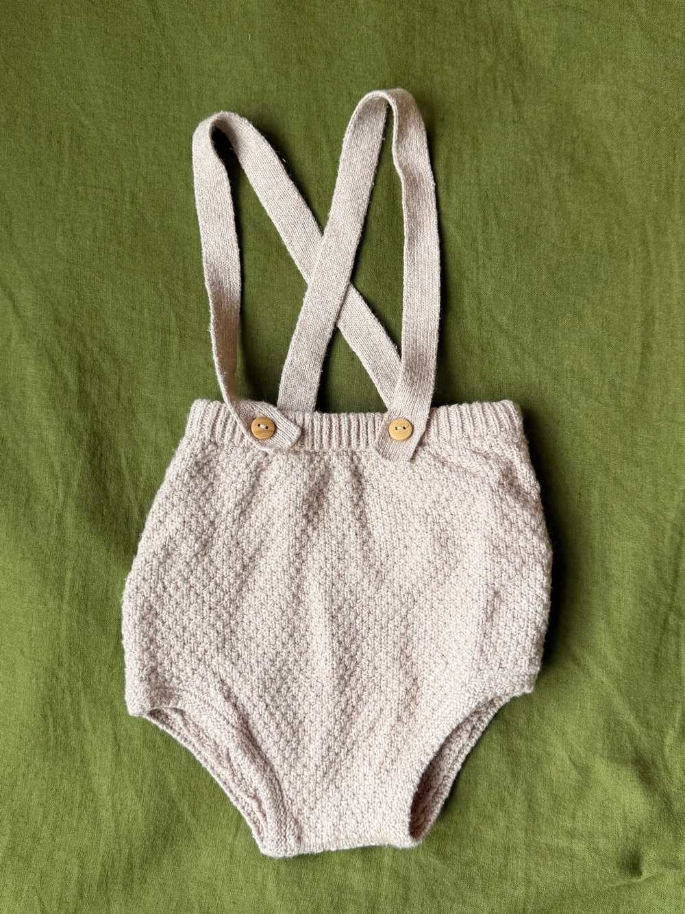 Zara Cream Knit Suspender Romper with Button Straps
